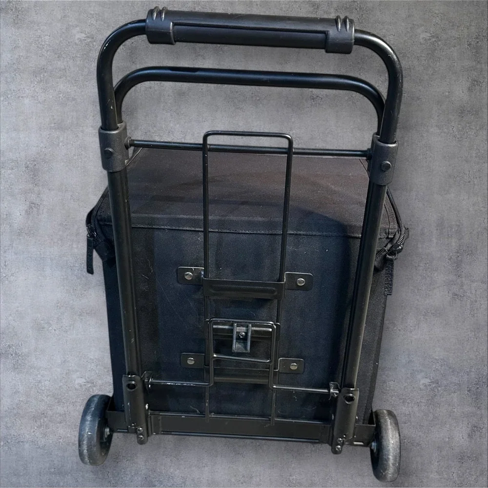 Creative Memories Rolling Tote Bag w/ Collapsible‎ Cart Black Vintage Scrapbook